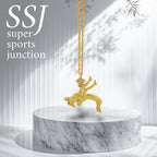 Борец – Мъжки спортен медальон за борба от сребро 925 с позлатено покритие – Ръчно изработено бижу талисман за спортисти, треньори и фенове на бойните изкуства – SSJ