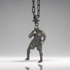 Боксьор – Мъжки спортен медальон за бойци, боксьори и MMA атлети от сребро 925 с оксидирано покритие – Ръчно изработено бижу талисман за бойни изкуства – SSJ