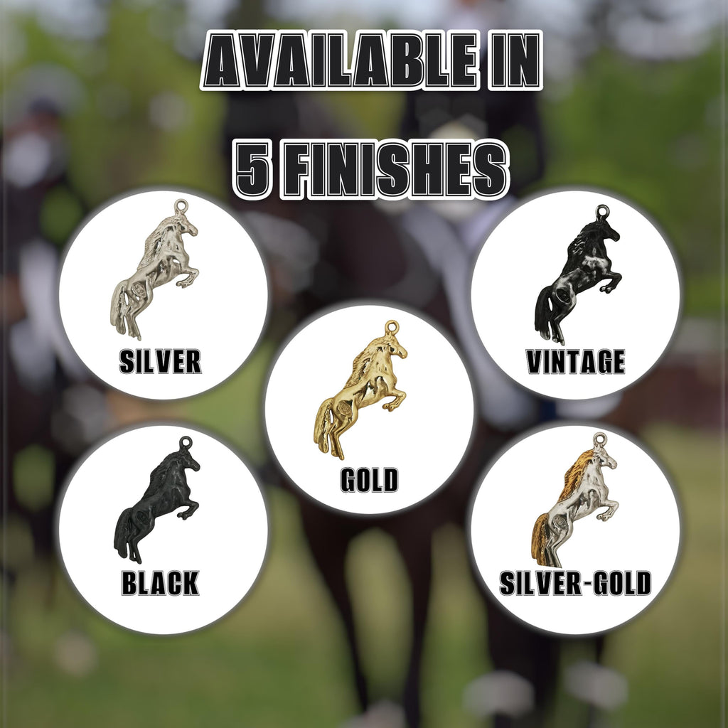 Кон – Мъжки спортен медальон – Класическо сребро 925 – Ръчно изработено бижу/талисман конен спорт – Идеален подарък – SSJ