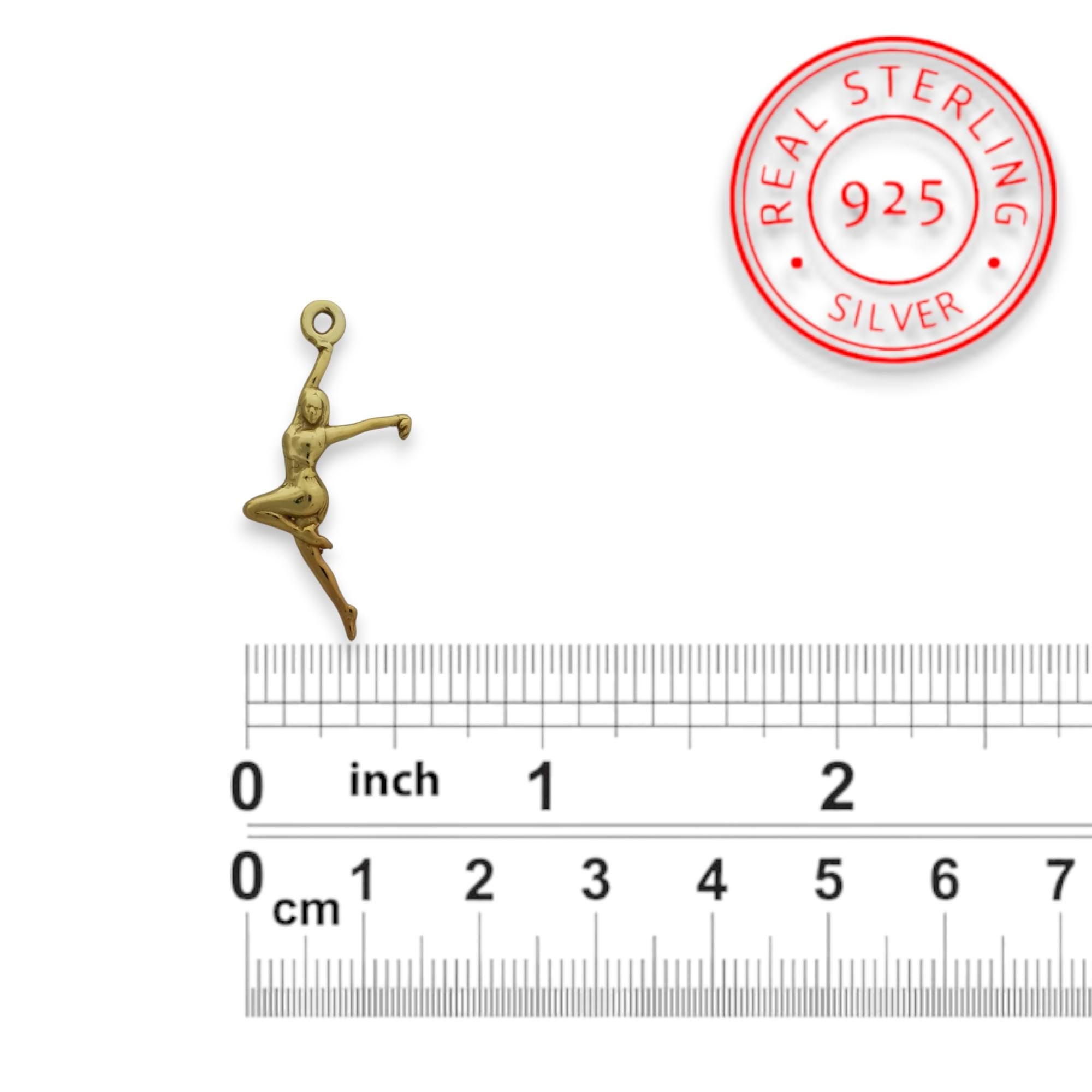 Танцьорка – Дамски спортен медальон с позлатено покритие 925 – Ръчно изработено спортно бижу – Идеален подарък за жена, фенка на спортните танци – SSJ