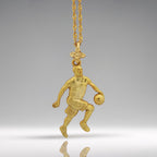 Баскетбол – Мъжки спортен медальон от сребро 925 с позлатено покритие – Ръчно изработено бижу талисман за баскетболисти и фенове – Идеален подарък за спортист, треньор или почитател – SSJ