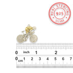 Колоездач – Велосипедист – Мъжки спортен медальон с частично позлатено покритие – Сребро 925 – Ръчно изработено бижу за любители на колоезденето – SSJ