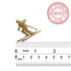 Скиор – Унисекс спортен медальон от сребро 925 с позлатено покритие – Ръчно изработено спортно бижу – Идеален подарък за фен на зимните спортове – SSJ