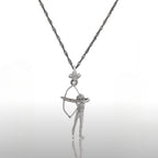 Стрелба с лък – Дамски спортен медальон от сребро 925 в класическо сребро – Ръчно изработено спортно бижу – Идеален подарък за жена, фенка на стрелбата с лък – SSJ