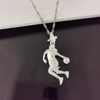 Баскетбол – Женски спортен медальон от сребро 925 с класическо полирано покритие – Ръчно изработено бижу талисман за баскетболистки и фенки на спорта – Идеален подарък за спортист, треньор или почитател – SSJ