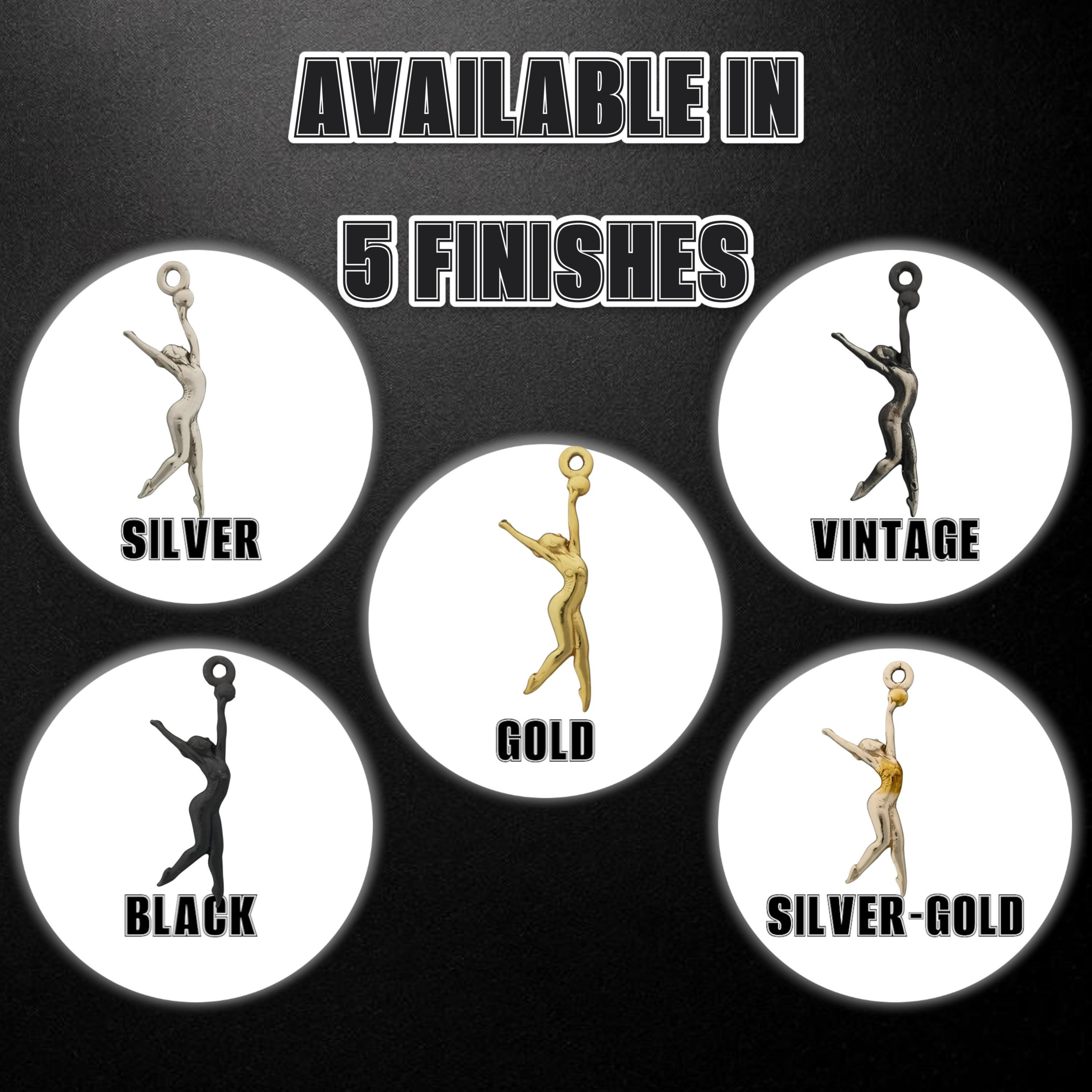 Художествена гимнастика (съчетание с топка) – Дамски спортен медальон от сребро 925 с винтидж покритие – Ръчно изработено спортно бижу – Идеален подарък за жена, фенка на художествената гимнастика – SSJ