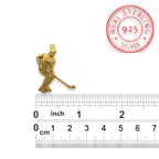 Хокеист – Мъжки спортен медальон от сребро 925 с позлатено покритие – Ръчно изработено спортно бижу – Идеален подарък за мъж, фен на хокея – SSJ