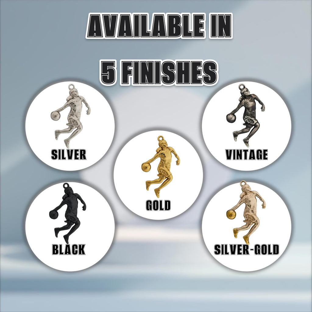 Баскетбол – Женски спортен медальон от сребро 925 с частично позлатено покритие – Ръчно изработено бижу талисман за баскетболистки и фенки на спорта – Идеален подарък за спортист, треньор или почитател – SSJ