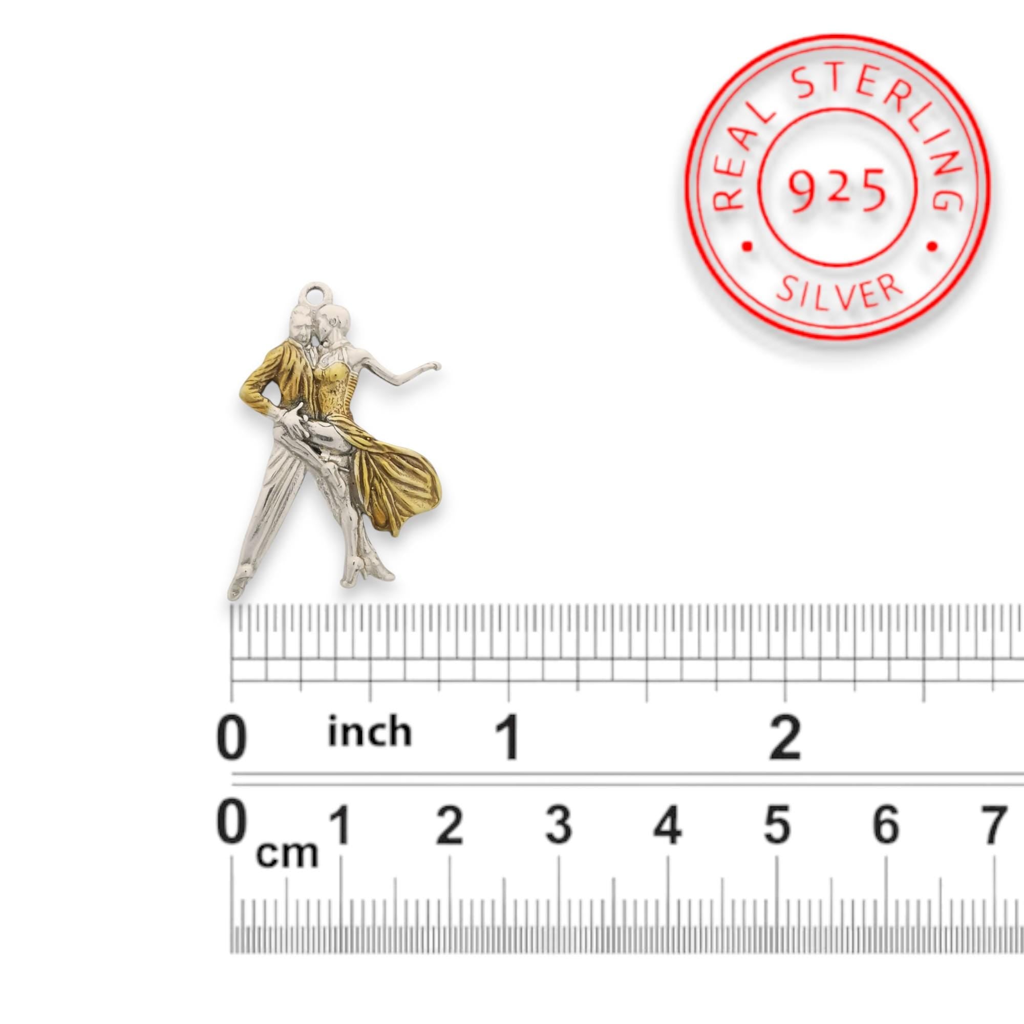 Спортни танци – Унисекс медальон с частично позлатено покритие – Сребро 925 – Ръчно изработено спортно бижу – Идеален подарък – SSJ