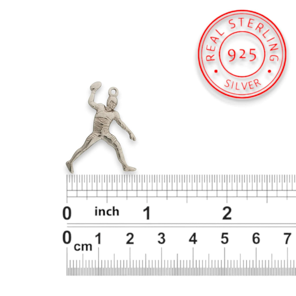 Американски футбол – Мъжки спортен медальон от сребро 925 с класическо полирано покритие – Ръчно изработено бижу талисман за спортисти и фенове – Идеален подарък за играч, треньор или почитател – SSJ