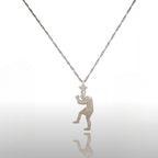 Боксьор – Мъжки спортен медальон за бойци, боксьори и MMA атлети от сребро 925 – Ръчно изработено бижу талисман за бойни изкуства – SSJ