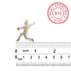 Бейзбол – Мъжки спортен медальон за бейзболист питчър от сребро 925 с частично позлатено покритие – Ръчно изработено бижу талисман – Идеален подарък за спортисти, треньори и фенове – SSJ