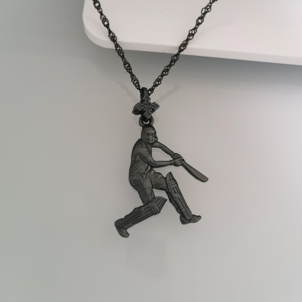 Крикет – Мъжки спортен медальон от оксидирано сребро 925 – Ръчно изработено бижу/талисман – Идеален подарък за спортист – SSJ