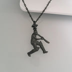 Крикет – Мъжки спортен медальон от оксидирано сребро 925 – Ръчно изработено бижу/талисман – Идеален подарък за спортист – SSJ