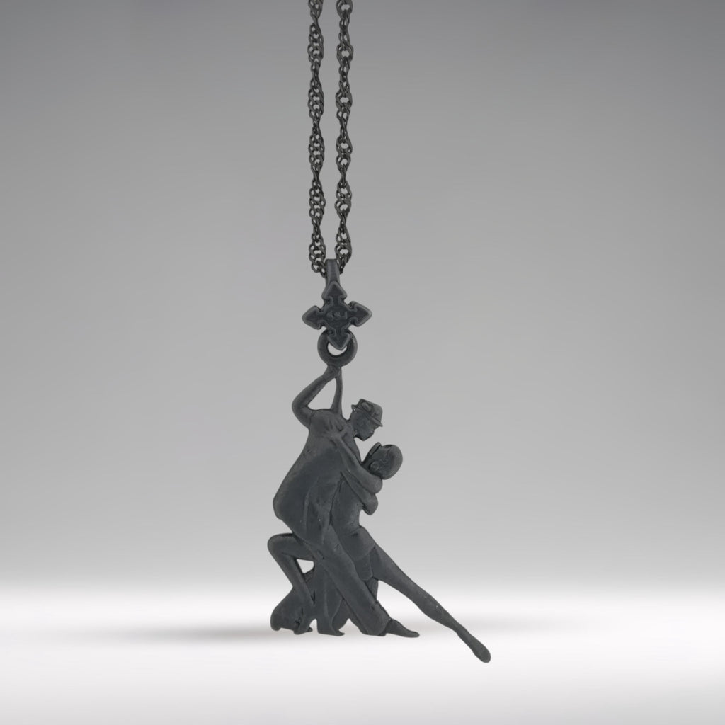 Аржентинско танго – Унисекс спортен медальон от сребро 925 с оксидирано покритие – Ръчно изработено спортно бижу – Идеален подарък за жена, фенка на спортните танци – SSJ