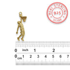 Баскетбол – Мъжки спортен медальон от сребро 925 с позлатено покритие – Ръчно изработено бижу талисман за баскетболисти и фенове – Идеален подарък за спортист или треньор – SSJ