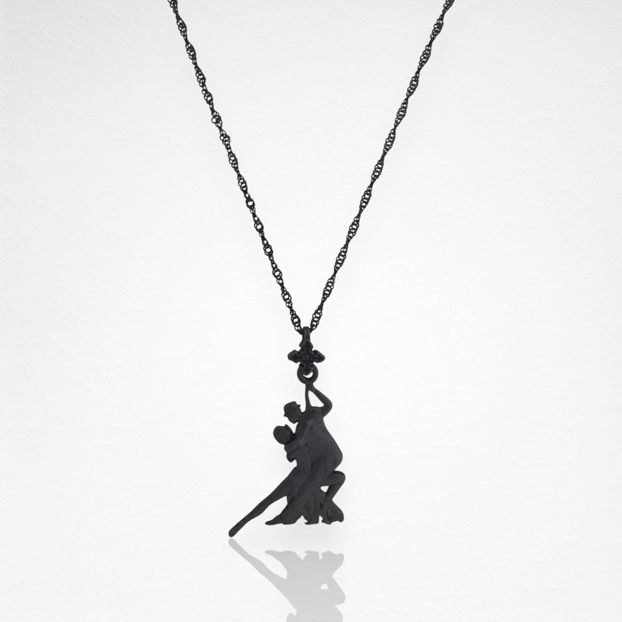 Аржентинско танго – Унисекс спортен медальон от сребро 925 с оксидирано покритие – Ръчно изработено спортно бижу – Идеален подарък за жена, фенка на спортните танци – SSJ