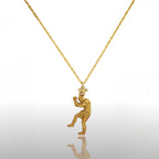 Боксьор – Мъжки спортен медальон за бойци, боксьори и MMA атлети от сребро 925 с позлатено покритие – Ръчно изработено бижу талисман за бойни изкуства – SSJ