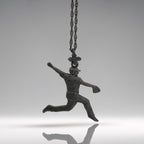 Бейзбол – Мъжки спортен медальон за бейзболист питчър от сребро 925 с оксидирано черно покритие – Ръчно изработено бижу талисман – Идеален подарък за спортисти, треньори и фенове – SSJ