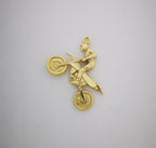 Мотокрос – Мъжки спортен медальон от сребро 925 с позлатено покритие – Ръчно изработено спортно бижу – Идеален подарък за мъж, фен на мотокроса – SSJ