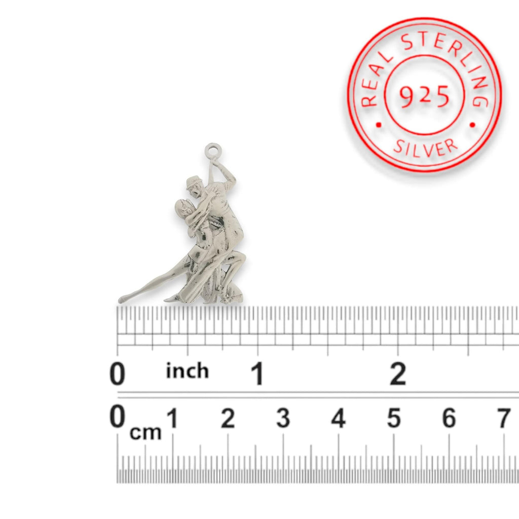 Аржентинско танго – Унисекс спортен медальон от сребро 925 в класическо сребро – Ръчно изработено спортно бижу – Идеален подарък за жена, фенка на спортните танци – SSJ