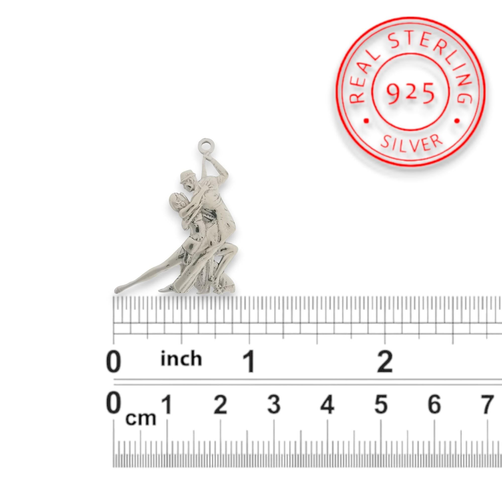 Аржентинско танго – Унисекс спортен медальон от сребро 925 в класическо сребро – Ръчно изработено спортно бижу – Идеален подарък за жена, фенка на спортните танци – SSJ