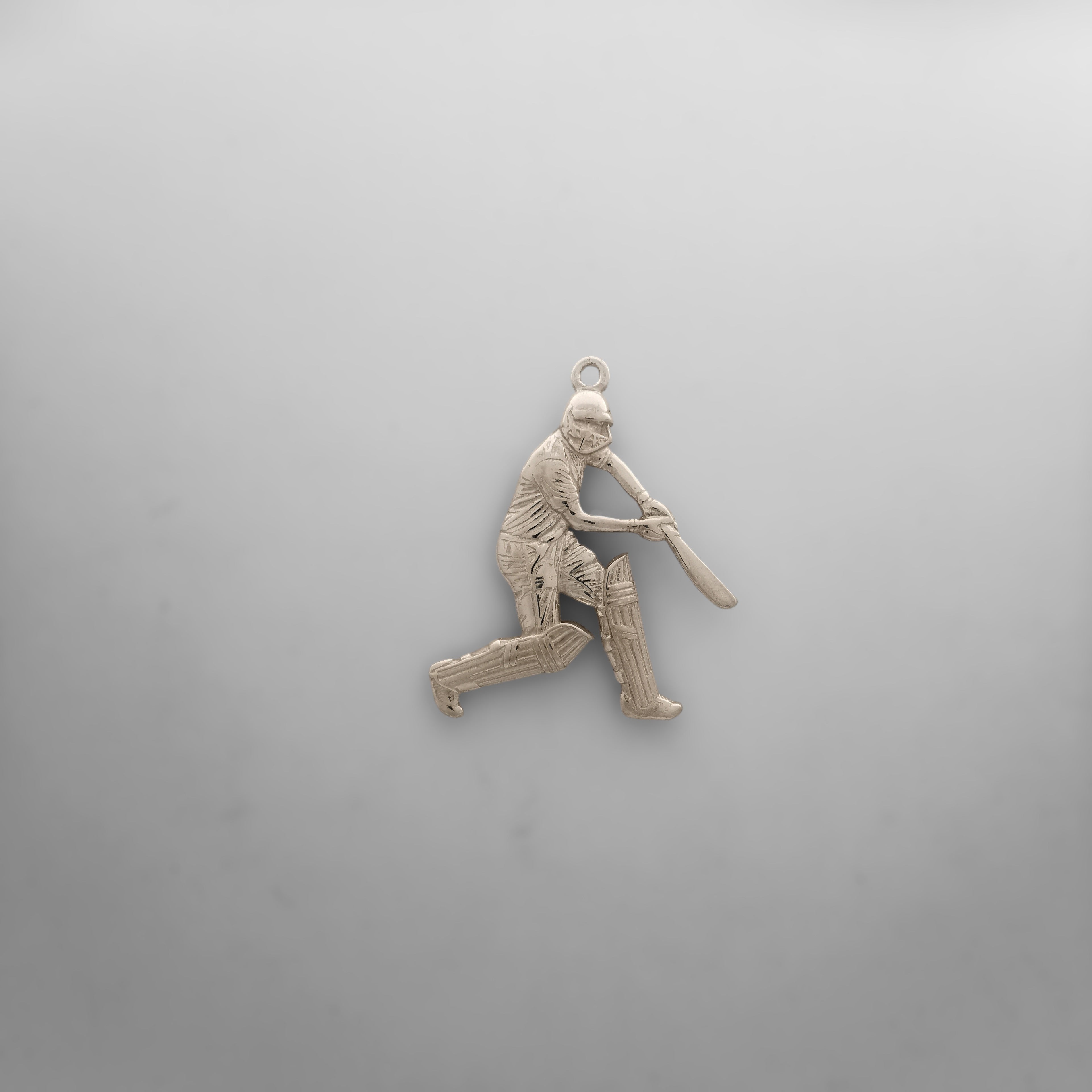 Крикет – Мъжки спортен медальон с частично позлатено покритие – Сребро 925 – Ръчно изработено спортно бижу/талисман – Идеален подарък за спортист – SSJ