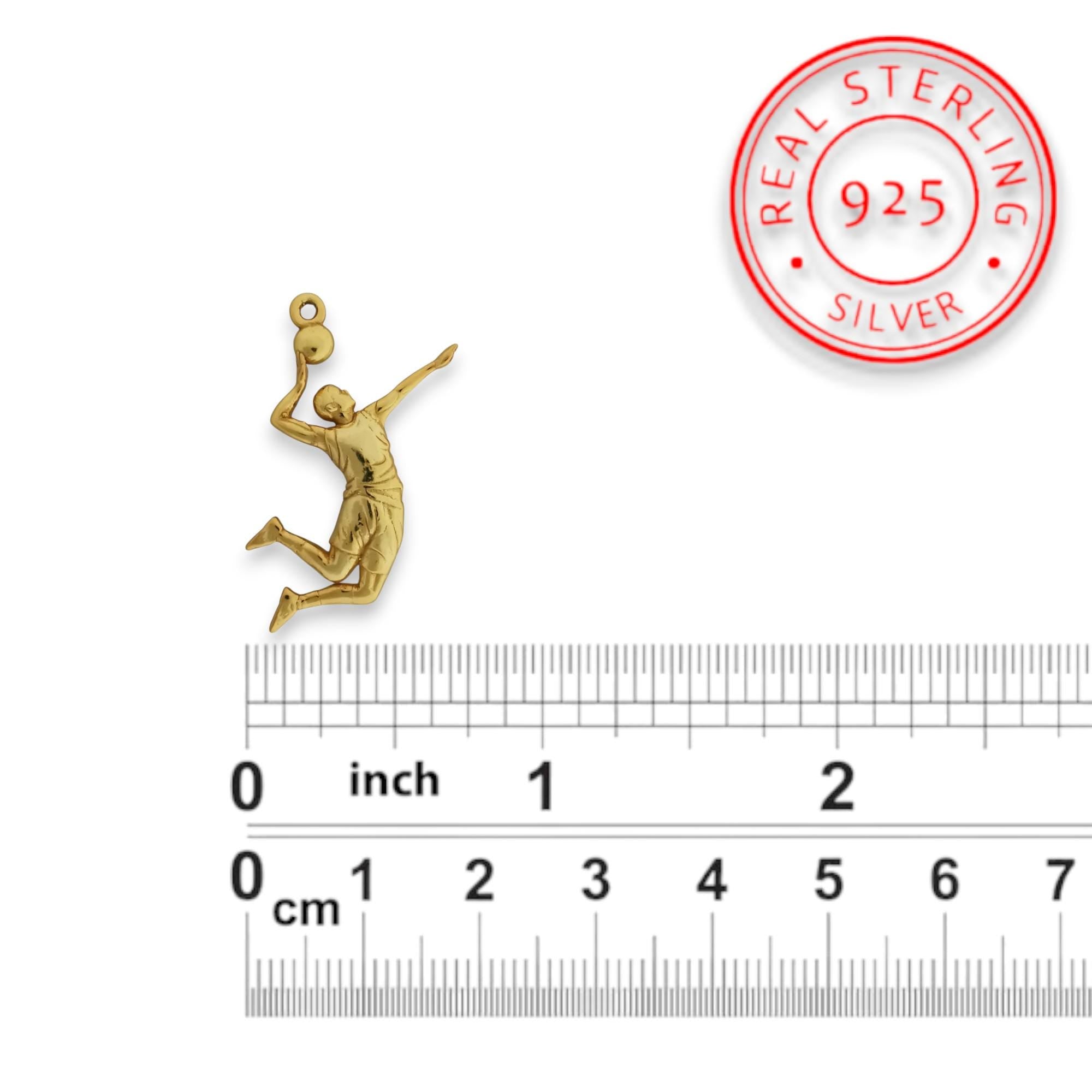 Волейболист – Мъжки спортен медальон с позлатено покритие – Сребро 925 – Ръчно изработено бижу/талисман – Идеален подарък – SSJ