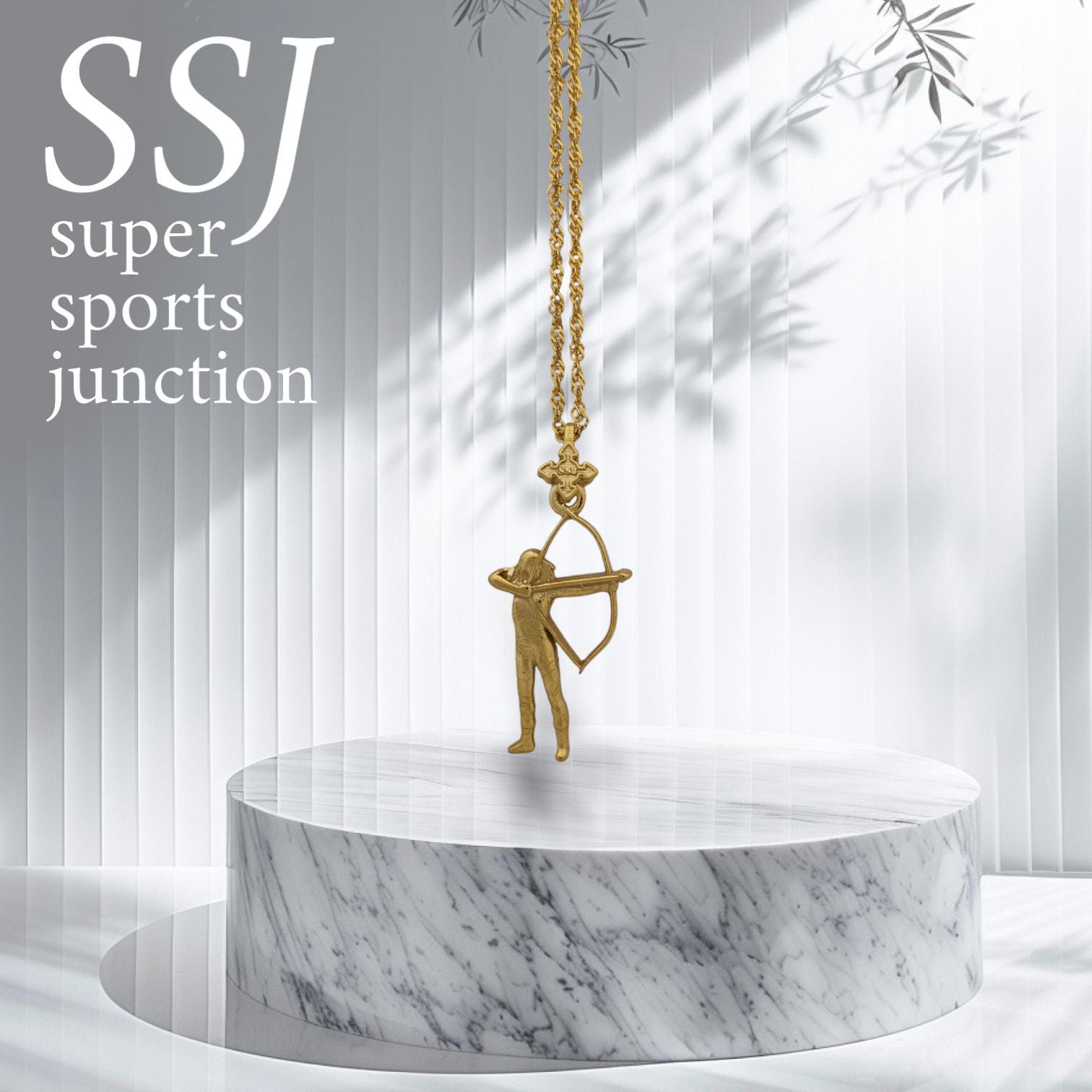 Стрелба с лък – Дамски спортен медальон от сребро 925 с позлатено покритие – Ръчно изработено спортно бижу – Идеален подарък за жена, фенка на стрелбата с лък – SSJ