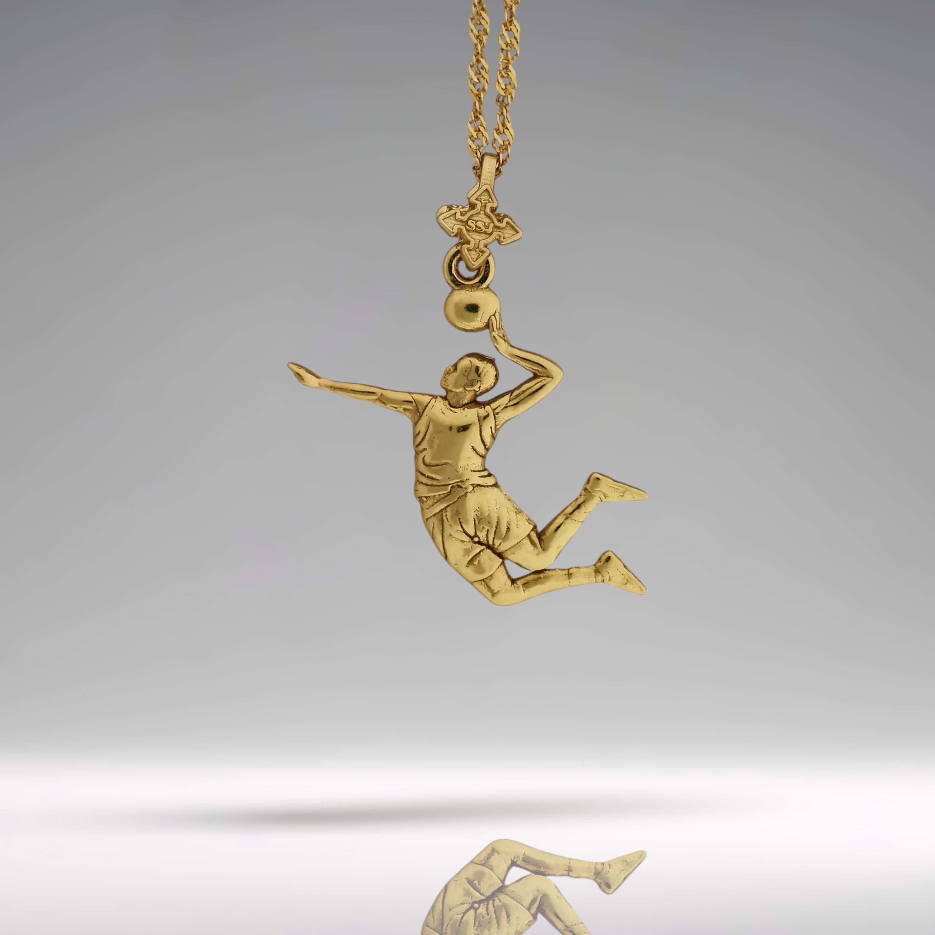 Волейболист – Мъжки спортен медальон с позлатено покритие – Сребро 925 – Ръчно изработено бижу/талисман – Идеален подарък – SSJ