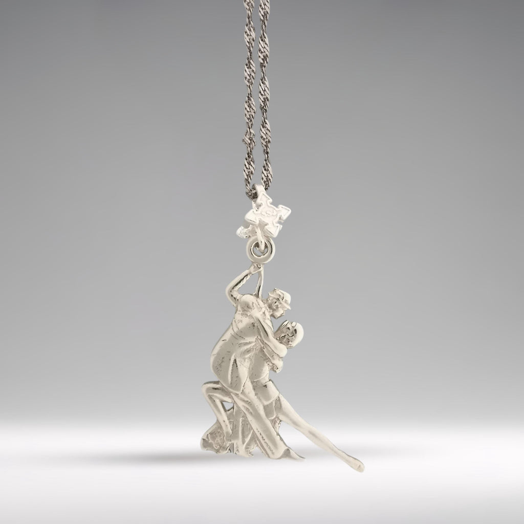 Аржентинско танго – Унисекс спортен медальон от сребро 925 в класическо сребро – Ръчно изработено спортно бижу – Идеален подарък за жена, фенка на спортните танци – SSJ