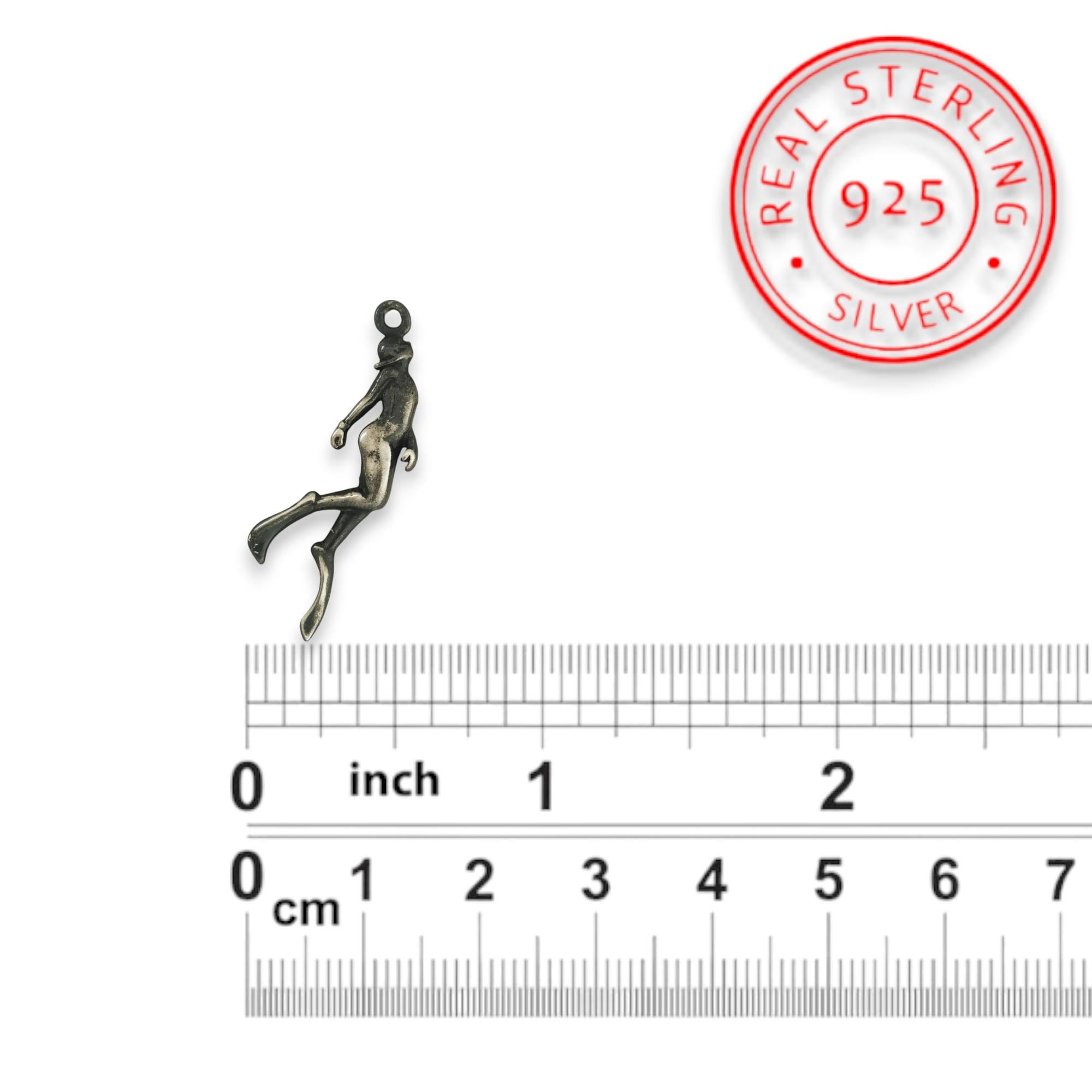 Гмуркач – Дамски медальон Водолаз от сребро 925 с винтидж покритие – Ръчно изработено бижу Дайвинг за любителки на морето и подводните спортове – SSJ