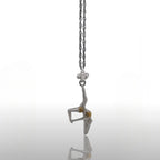 Pole Dance (Танци на пилон) – Дамски спортен медальон от сребро 925 с частично позлатено покритие – Ръчно изработено спортно бижу – Идеален подарък за жена, фенка на гимнастиката – SSJ