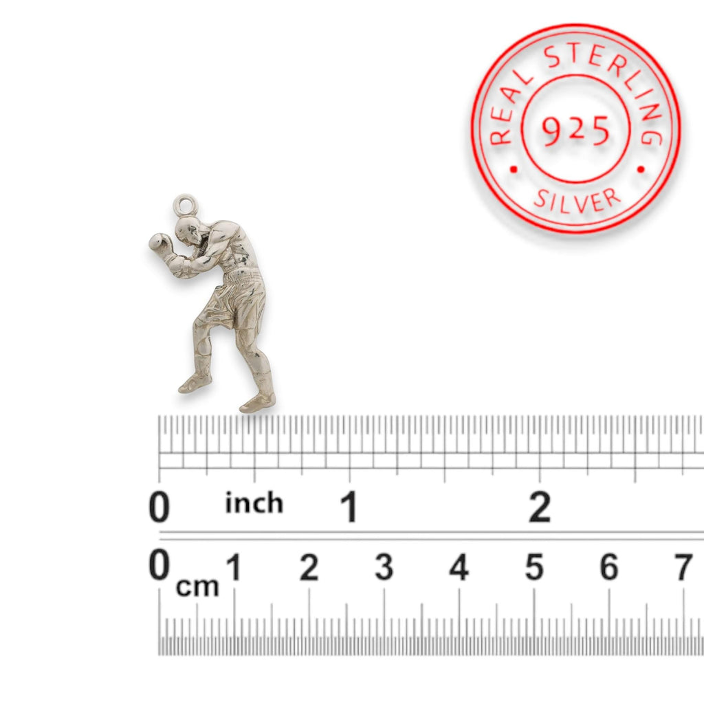 Боксьор – Мъжки спортен медальон за бойци, боксьори и MMA атлети от сребро 925 – Ръчно изработено бижу талисман за бойни изкуства – SSJ