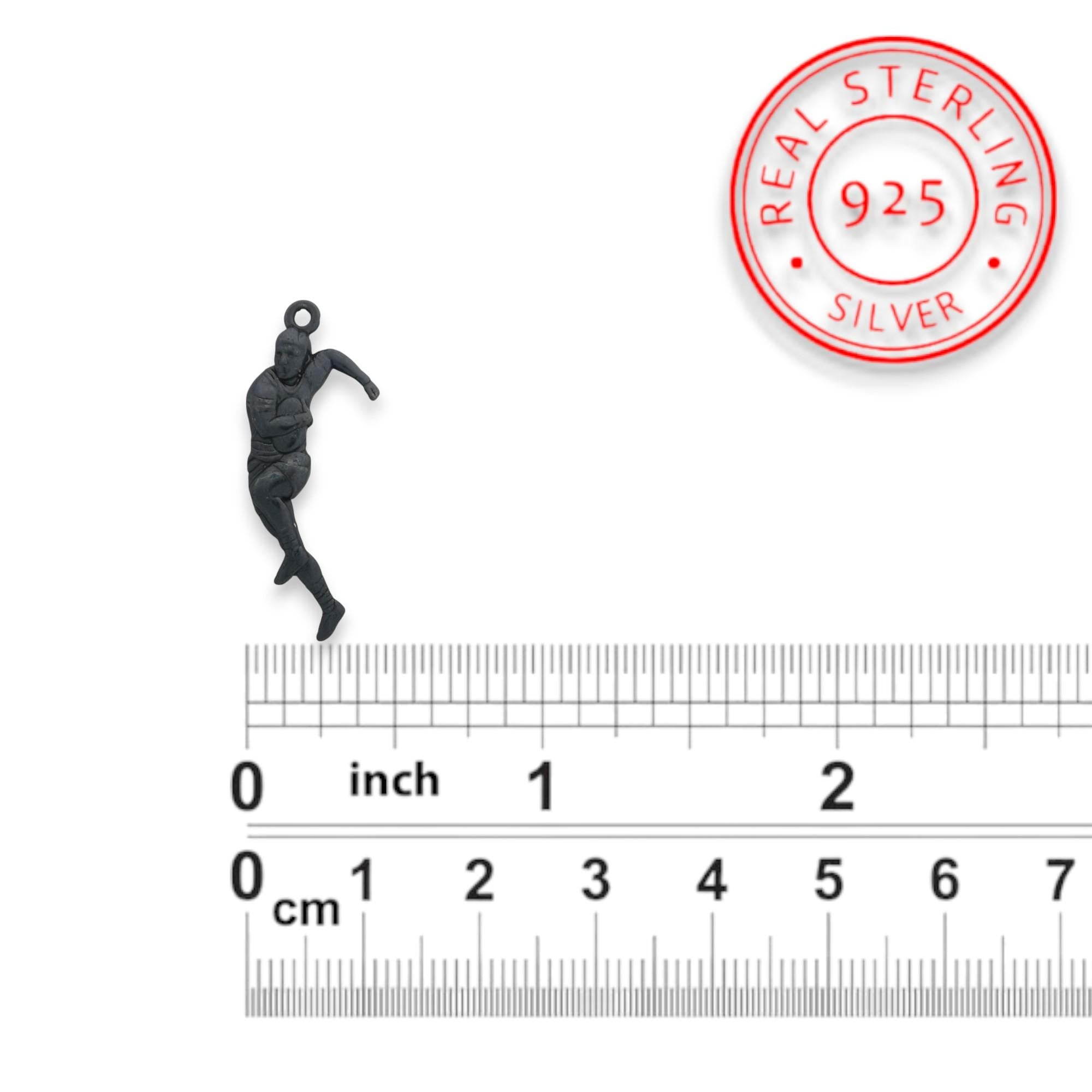 Ръгби – Мъжки спортен медальон от сребро 925 с оксидирано покритие – Ръчно изработено спортно бижу – Идеален подарък за мъж, фен на ръгбито – SSJ