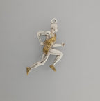 Атлет – Мъжки спортен медальон за бегачи, спринтьори и маратонци от сребро 925 с частично позлатено покритие – Ръчно изработено бижу талисман за лекоатлети – SSJ