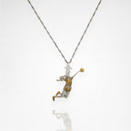 Волейболистка – Женски спортен медальон с частично позлатено покритие – Сребро 925 – Ръчно изработено бижу/талисман – SSJ