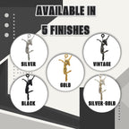 Pole Dance (Танци на пилон) – Дамски спортен медальон от сребро 925 с частично позлатено покритие – Ръчно изработено спортно бижу – Идеален подарък за жена, фенка на гимнастиката – SSJ