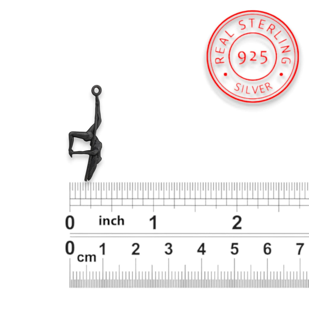 Pole Dance (Танци на пилон) – Дамски спортен медальон от сребро 925 с оксидирано покритие – Ръчно изработено спортно бижу – Идеален подарък за жена, фенка на гимнастиката – SSJ