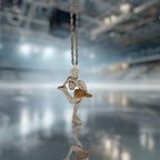 Сребърен дамски медальон 925 фигурно пързаляне | Фигуристка пирует – частично позлатено