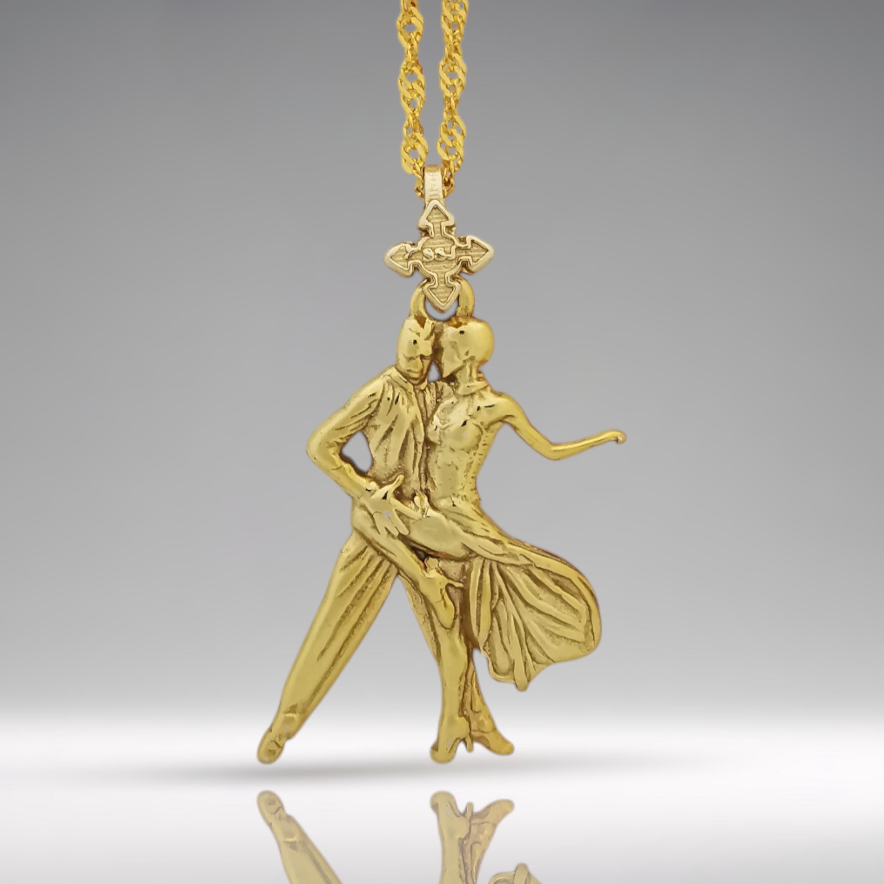 Спортни танци – Унисекс медальон с позлатено покритие – Сребро 925 – Ръчно изработено спортно бижу – Идеален подарък – SSJ