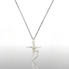 Скейтбордист – Мъжки спортен медальон от сребро 925 в класическо сребро – Ръчно изработено спортно бижу – Идеален подарък за мъж, фен на скейтборда – SSJ