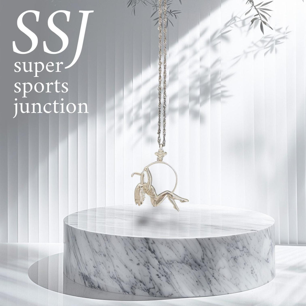 Въздушна акробатика – Женски спортен медальон от сребро 925 с класическо полирано покритие – Ръчно изработено бижу талисман за гимнастички и танцьорки – Идеален подарък за спортист, треньор или артист – SSJ