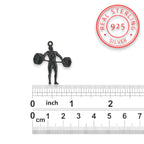 Вдигане на тежести – Мъжки спортен медальон от сребро 925 с оксидирано покритие – Ръчно изработено спортно бижу – Идеален подарък за мъж, фен на силовите спортове – SSJ