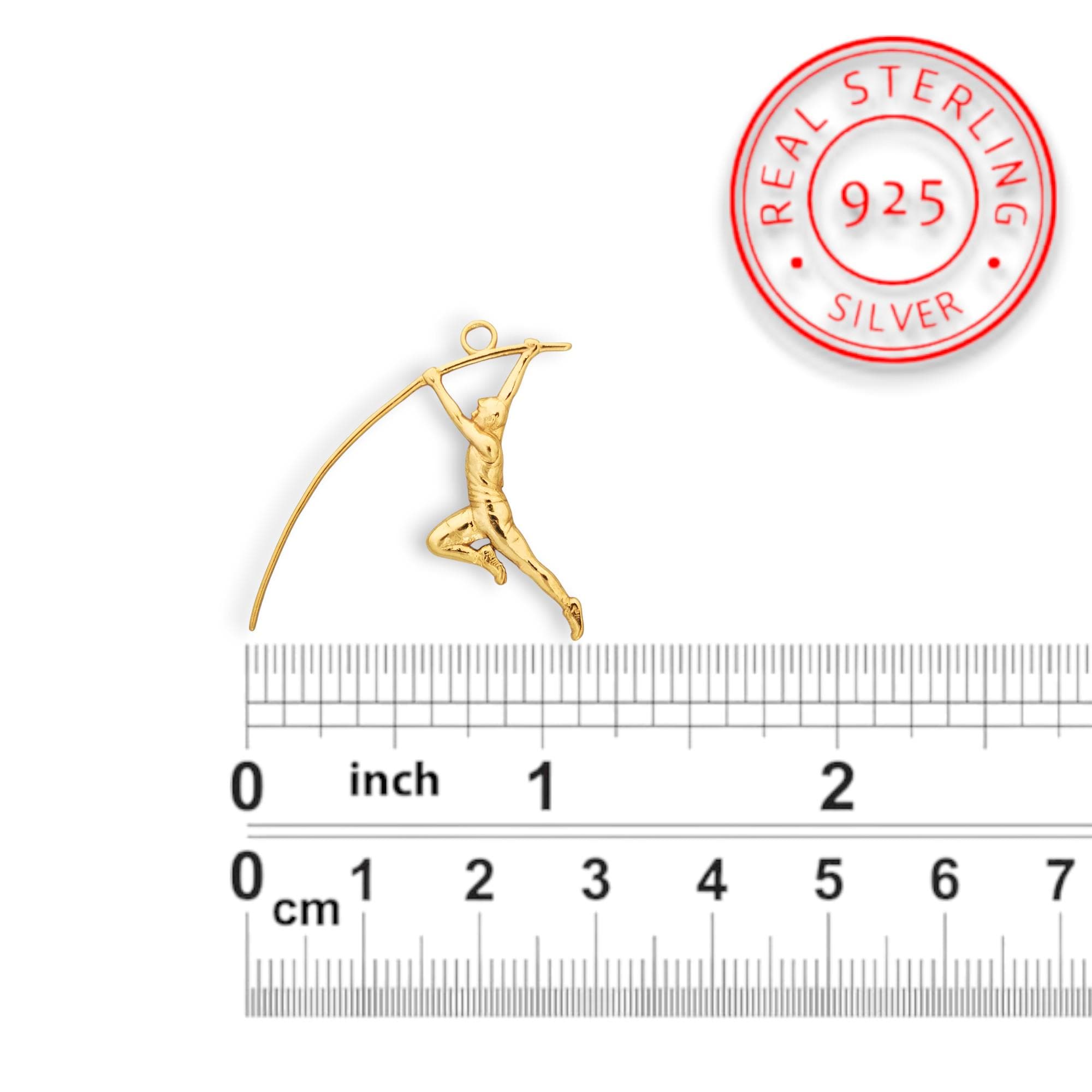 Овчарски скок – Мъжки спортен медальон от сребро 925 с позлатено покритие – Ръчно изработено спортно бижу – Идеален подарък за мъж, фен на леката атлетика – SSJ