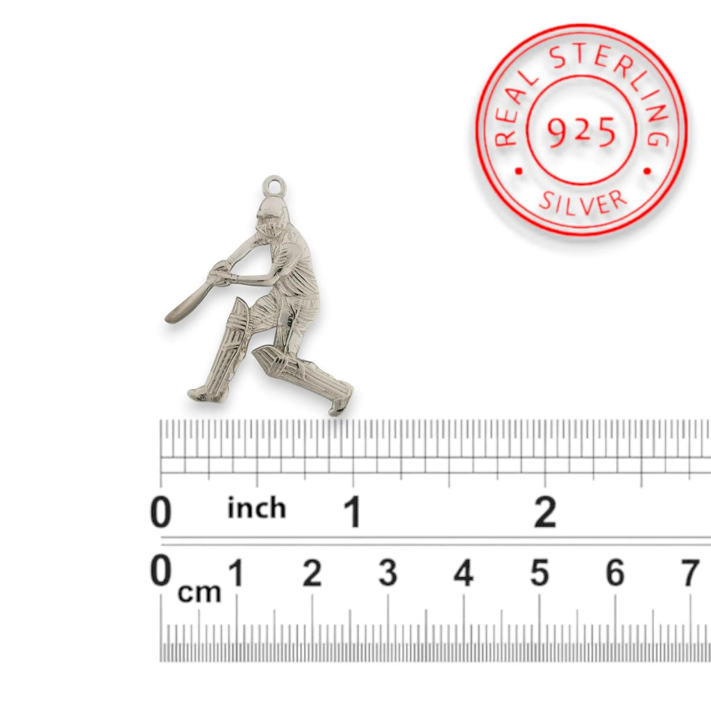 Крикет – Мъжки спортен медальон от класическо сребро 925 – Ръчно изработено бижу/талисман – Идеален подарък за спортист – SSJ