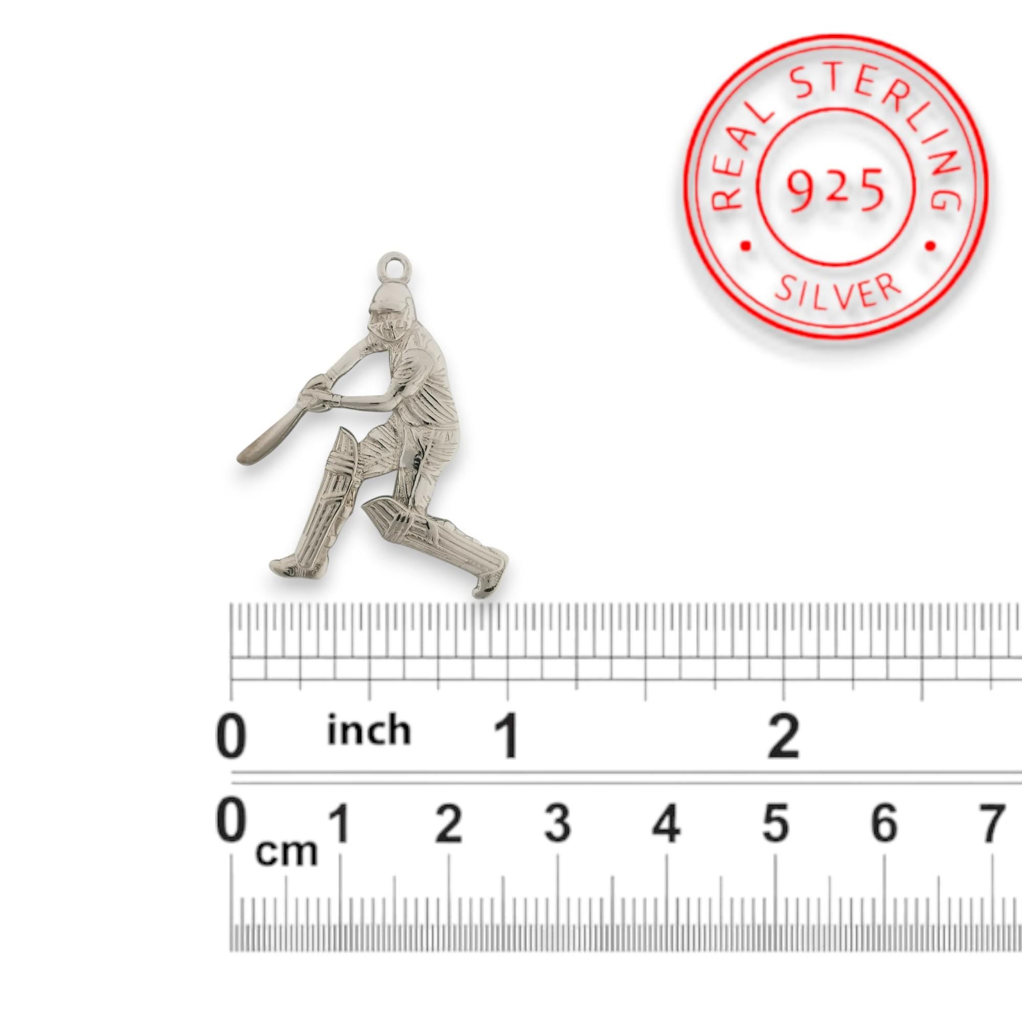 Крикет – Мъжки спортен медальон от класическо сребро 925 – Ръчно изработено бижу/талисман – Идеален подарък за спортист – SSJ