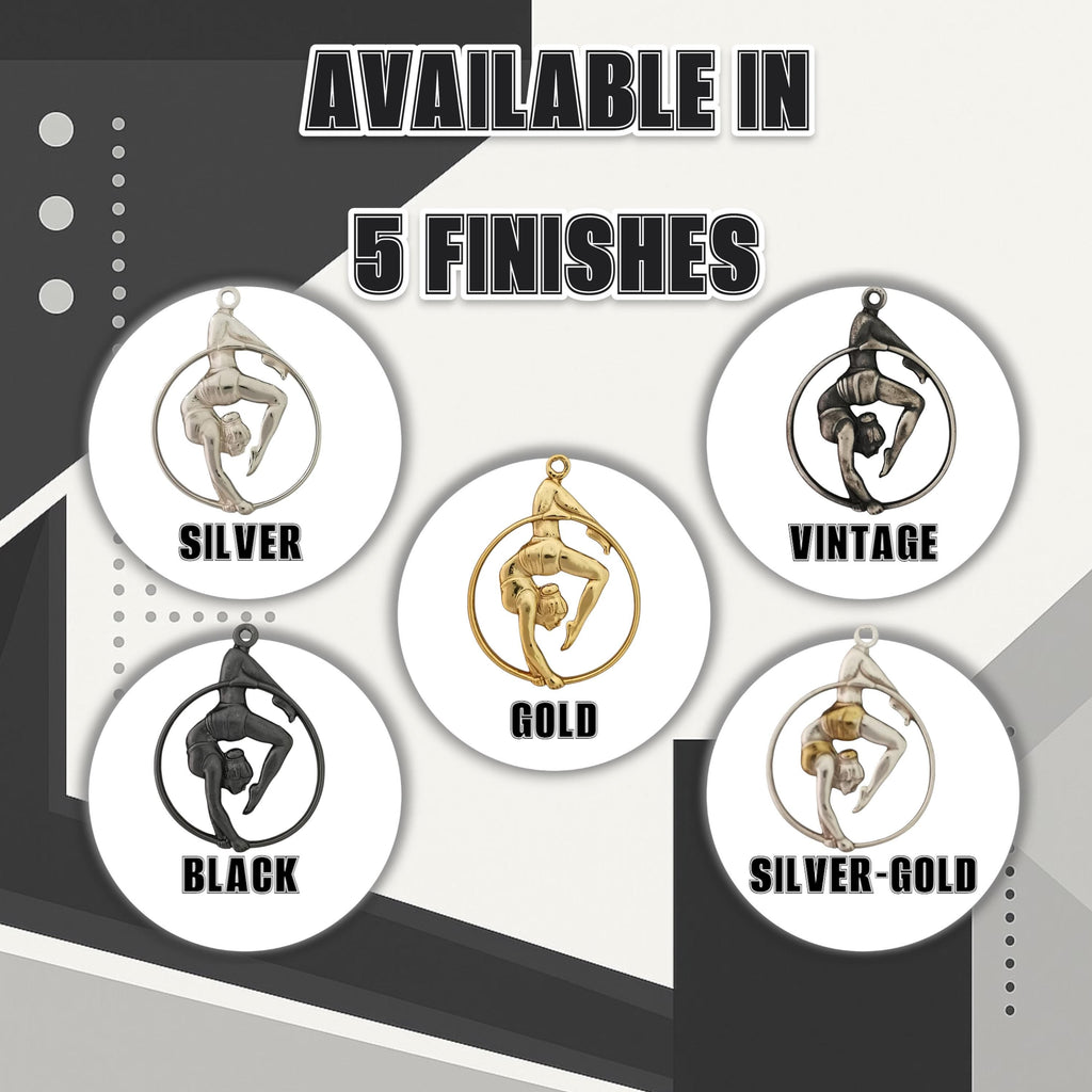 Въздушна акробатика – Женски спортен медальон от сребро 925 с класическо полирано покритие – Ръчно изработено бижу талисман за гимнастички и артистки – Идеален подарък за спортист, треньор или фен – SSJ