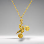 Мотокрос – Мъжки спортен медальон от сребро 925 с позлатено покритие – Ръчно изработено спортно бижу – Идеален подарък за мъж, фен на мотокроса – SSJ