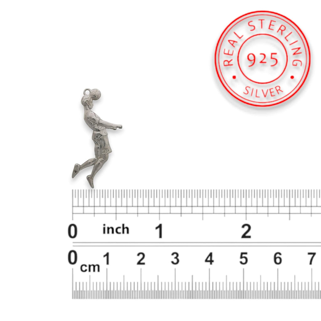 Футболист (удар с глава) – Мъжки спортен медальон от сребро 925 с класическо покритие – Ръчно изработено спортно бижу – Идеален подарък за мъж, фен на футбола – SSJ